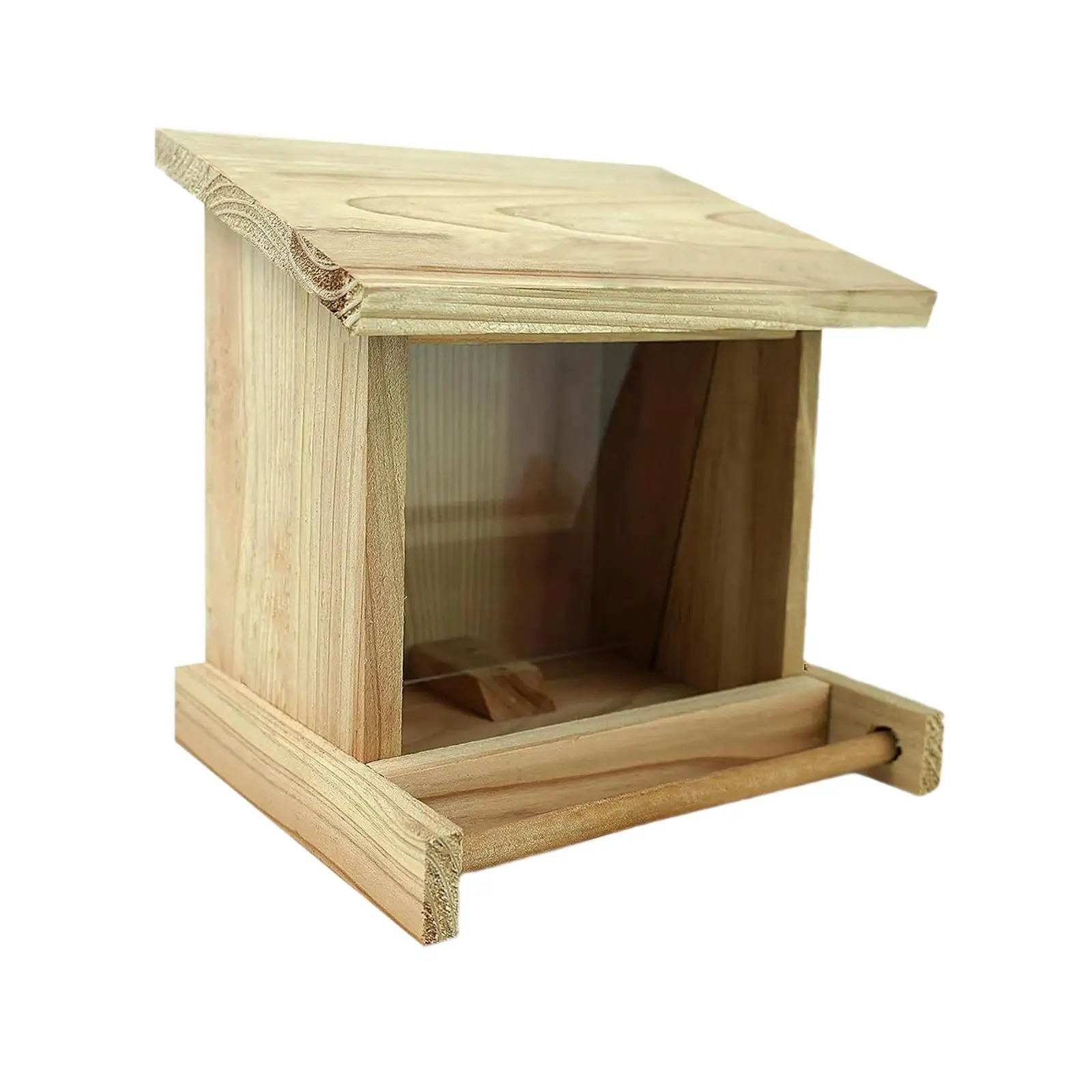 Wood Bird House Feeder with Perch, Outdoors Hanging Bird Feeding Station for Medium Small Birds Parrots
