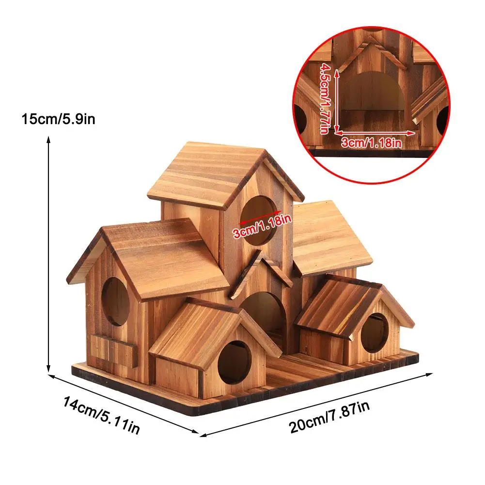 Wooden Bird Feeding Birdhouse 5 Hole Bird House Room Outdoor Garden Bird Nesting Box Bird House Pet Supplies Decoration - Image 6
