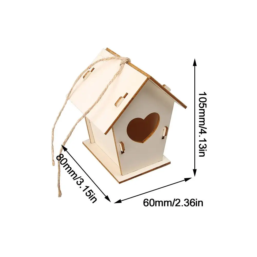 Wooden DIY Bird Nest House Outdoor Hanging Birdhouse Box For Hummingbird Outdoor Cages Garden Yard Decoration 1pcs DIY Cage - Image 6