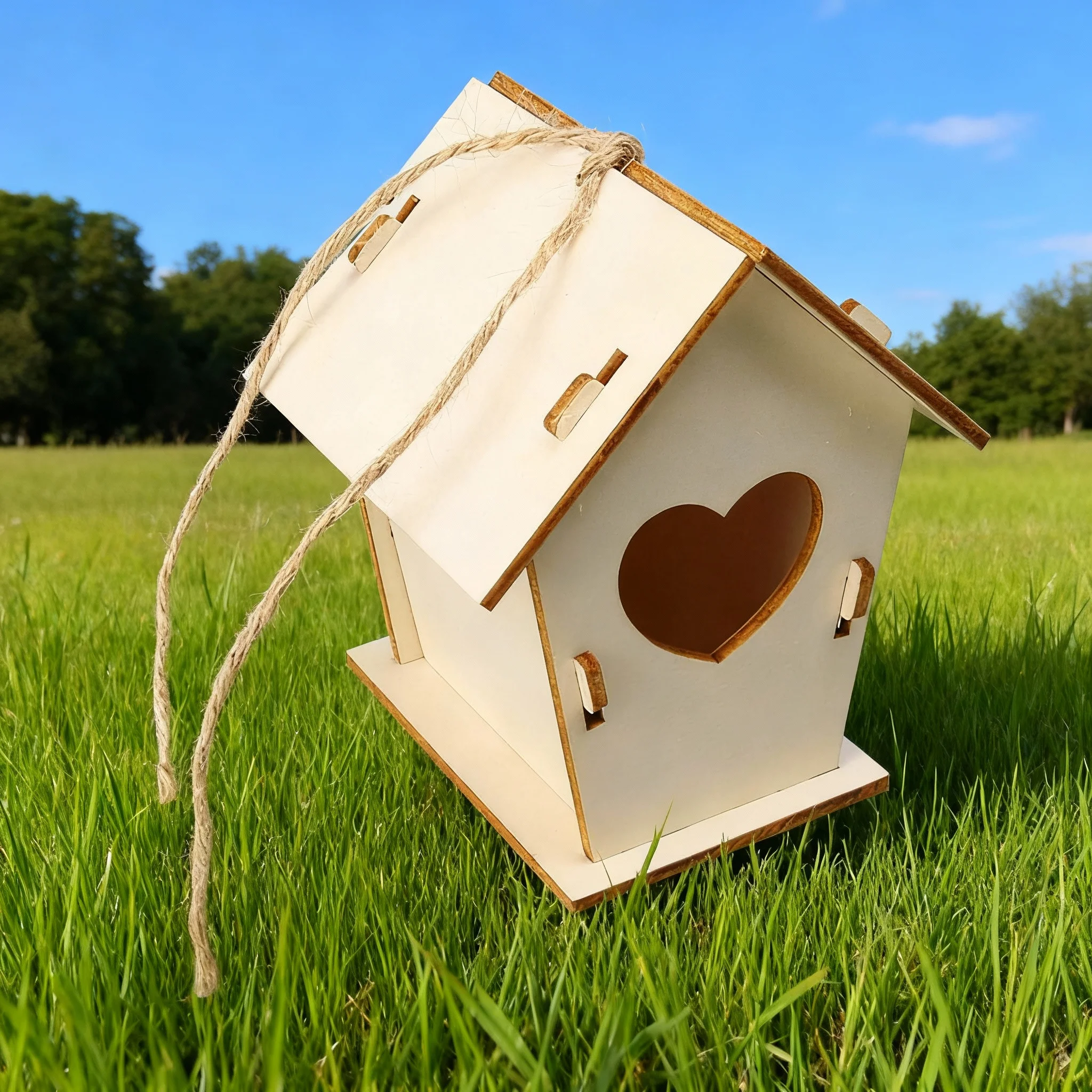 Wooden DIY Bird Nest House Outdoor Hanging Birdhouse Box For Hummingbird Outdoor Cages Garden Yard Decoration 1pcs DIY Cage