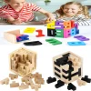 Wooden Jigsaw Logic Cube Puzzle Montessori Brain Teaser IQ Test Toys Educational Mind Problem Solving Games For Kids Adults