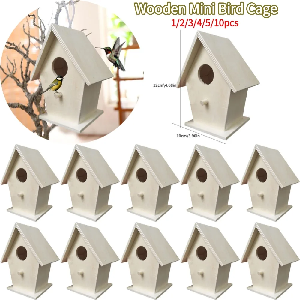 Wooden Mini Bird Cage Outdoor Hanging Birdhouse Box Garden Bird Cage Home Yard Decor Wooden Bird House Box Hummingbird House