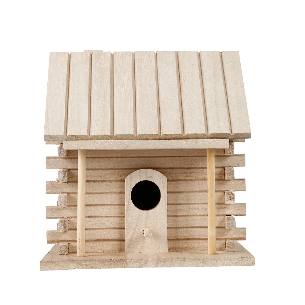 Wooden Mini Bird Cage Outdoor Hanging Birdhouse Box Garden Bird Cages Home Yard Decoration Bird Products Wooden Bird Parrot Nest - Image 2