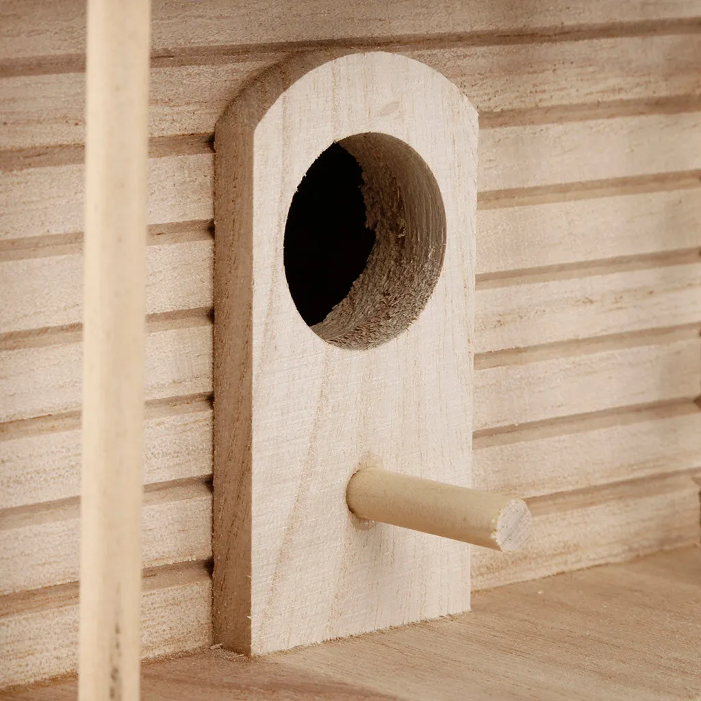 Wooden Mini Bird Cage Outdoor Hanging Birdhouse Box Garden Bird Cages Home Yard Decoration Bird Products Wooden Bird Parrot Nest - Image 3