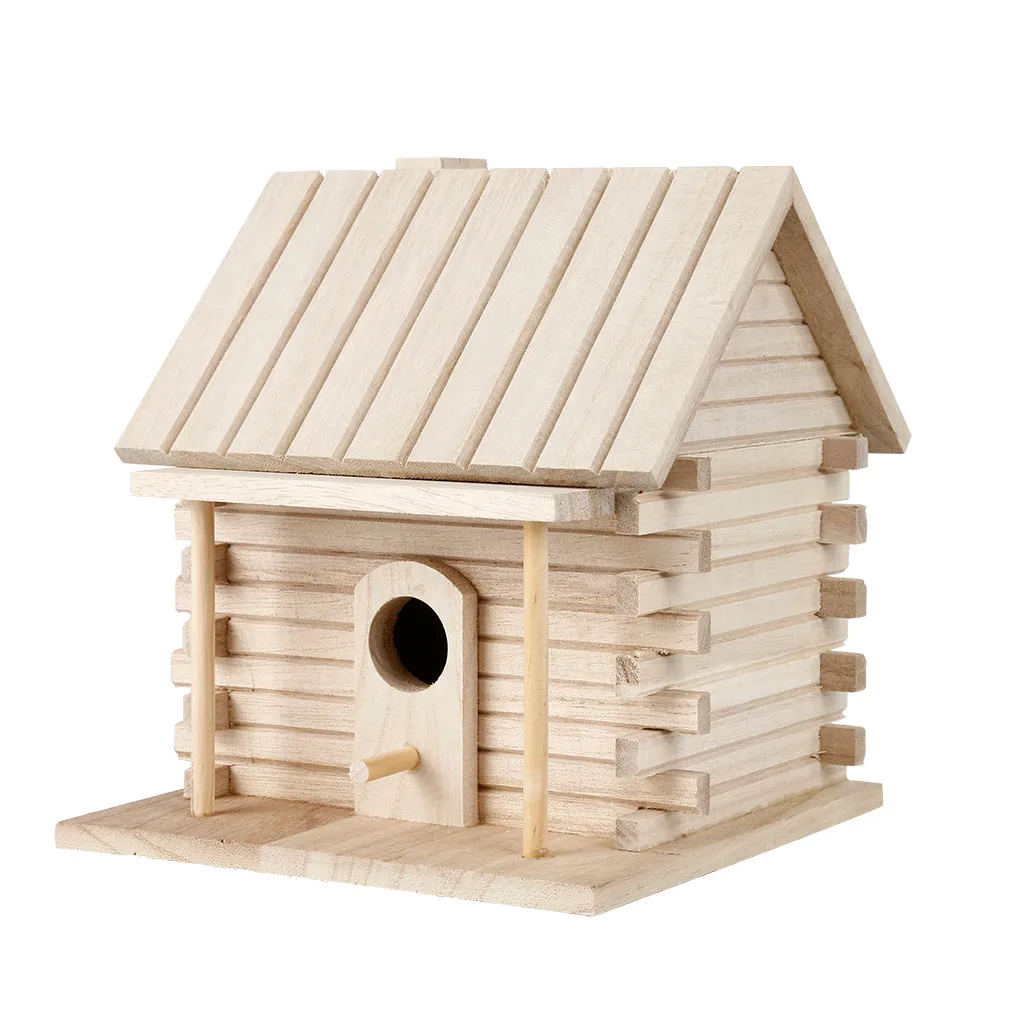 Wooden Mini Bird Cage Outdoor Hanging Birdhouse Box Garden Bird Cages Home Yard Decoration Bird Products Wooden Bird Parrot Nest - Image 5