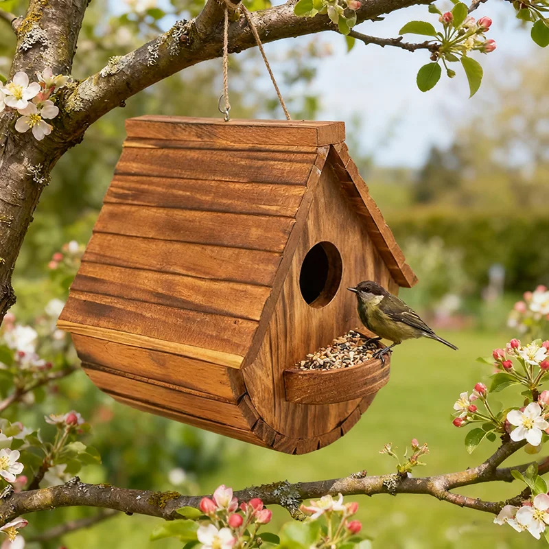 Wooden Outdoor Bird House Hanging Birdhouse for Garden Yard Nesting Box Suitable for Bluebird Finch Cardinals Bird Shelter - Image 2