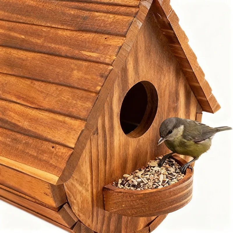 Wooden Outdoor Bird House Hanging Birdhouse for Garden Yard Nesting Box Suitable for Bluebird Finch Cardinals Bird Shelter - Image 4