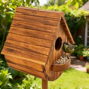 Wooden Outdoor Bird House Hanging Birdhouse for Garden Yard Nesting Box Suitable for Bluebird Finch Cardinals Bird Shelter