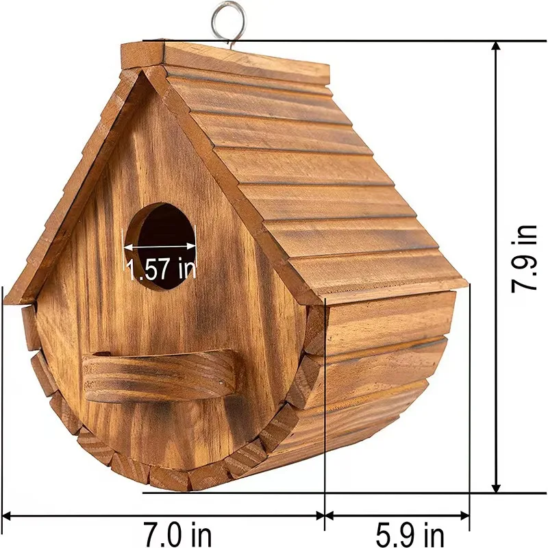 Wooden Outdoor Bird House Hanging Birdhouse for Garden Yard Nesting Box Suitable for Bluebird Finch Cardinals Bird Shelter - Image 5