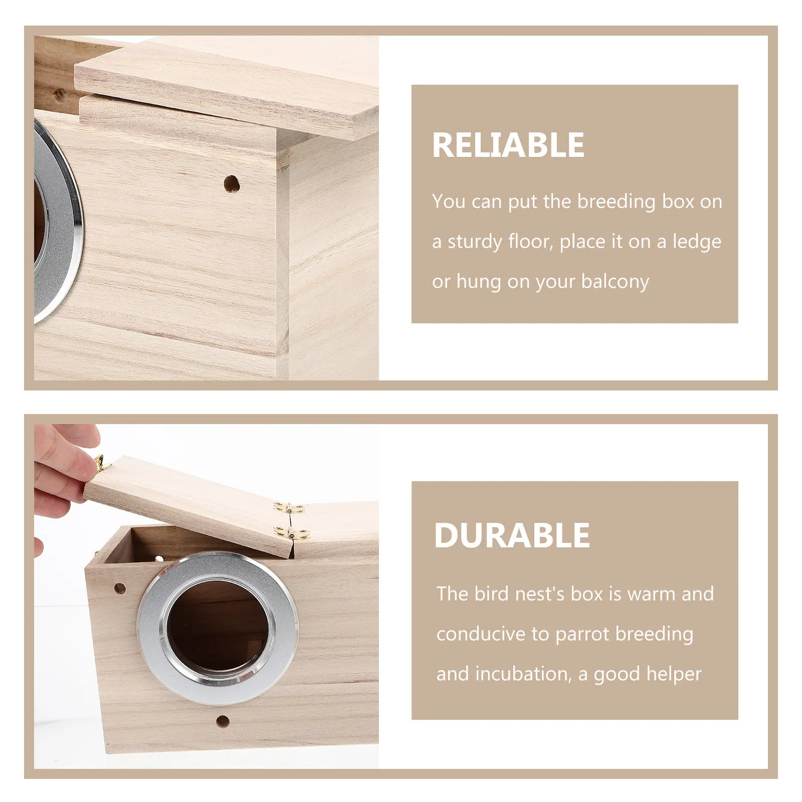 Wooden Parrot Breeding Box Nesting Box for Parakeet Cockatiel Lovebird Australian Parrot Bird Nest Garden Balcony Mountable - Image 3