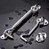 YM 2PCS Stainless Steel Duty Privacy Hook Eye Latch Lock with Screws Black Silver Barn Door Easy Locks Gate Latch Window Wind