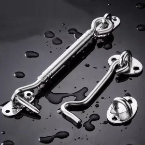 YM 2PCS Stainless Steel Duty Privacy Hook Eye Latch Lock with Screws Black Silver Barn Door Easy Locks Gate Latch Window Wind