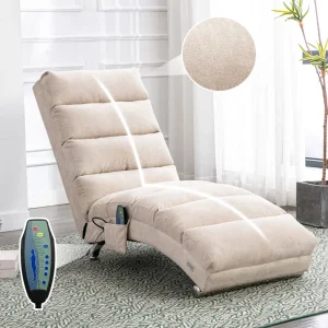 Ye GOMYWAY Fabric Relaxation Chaise Lounge Chair, Full Body Support Fixed Recliner Sofa with Gentle Vibration Feature