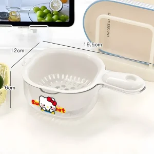 cute Hello Kitty Double layered Drain Basket Cartoon Women Accessories Home Kitchen Living Room Fruit Vegetable Drain Wholesale