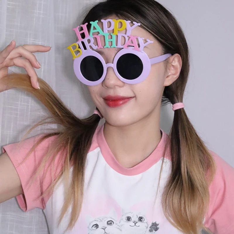osplay Anime Hawaiian Women's Sunglasses Birthday Party Carnival Letter Happy Decorative Props Summer Entertainment Eyewear - Image 2