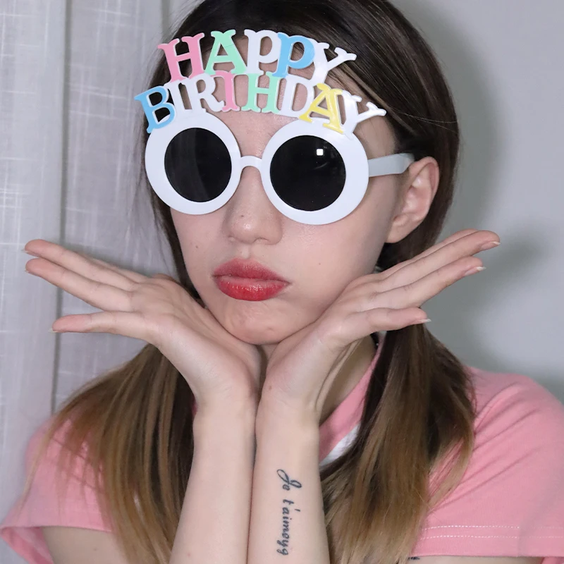 osplay Anime Hawaiian Women's Sunglasses Birthday Party Carnival Letter Happy Decorative Props Summer Entertainment Eyewear - Image 6