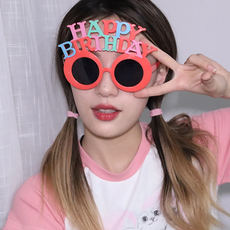 osplay Anime Hawaiian Women's Sunglasses Birthday Party Carnival Letter Happy Decorative Props Summer Entertainment Eyewear - Image 3