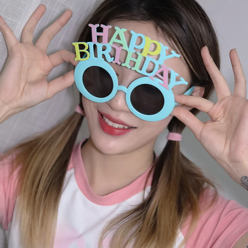 osplay Anime Hawaiian Women's Sunglasses Birthday Party Carnival Letter Happy Decorative Props Summer Entertainment Eyewear - Image 4