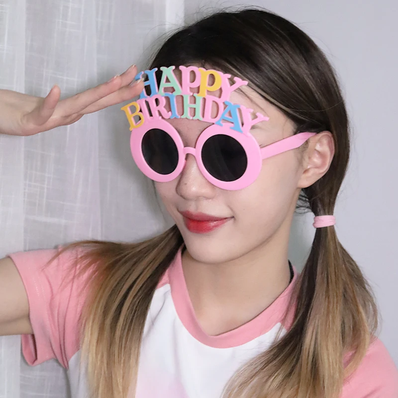 osplay Anime Hawaiian Women's Sunglasses Birthday Party Carnival Letter Happy Decorative Props Summer Entertainment Eyewear - Image 5