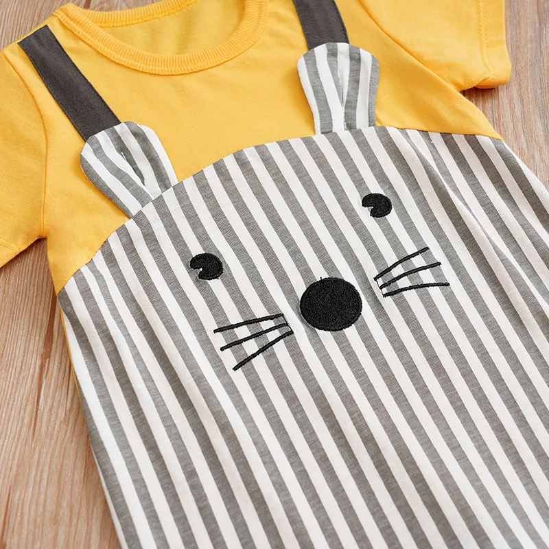 0-18 Baby Jumpsuit Cute Cartoon Mouse Print Cotton Comfortable And Soft Boy And Girl Summer Short Sleeved Newborn Clothes - Image 4