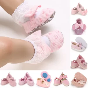 0-18M Lovely Pink Spring Autumn Style Lovely Bow Solid Color Princess Shoes 0-18 Months Baby Casual Shoes Newborn Toddlers