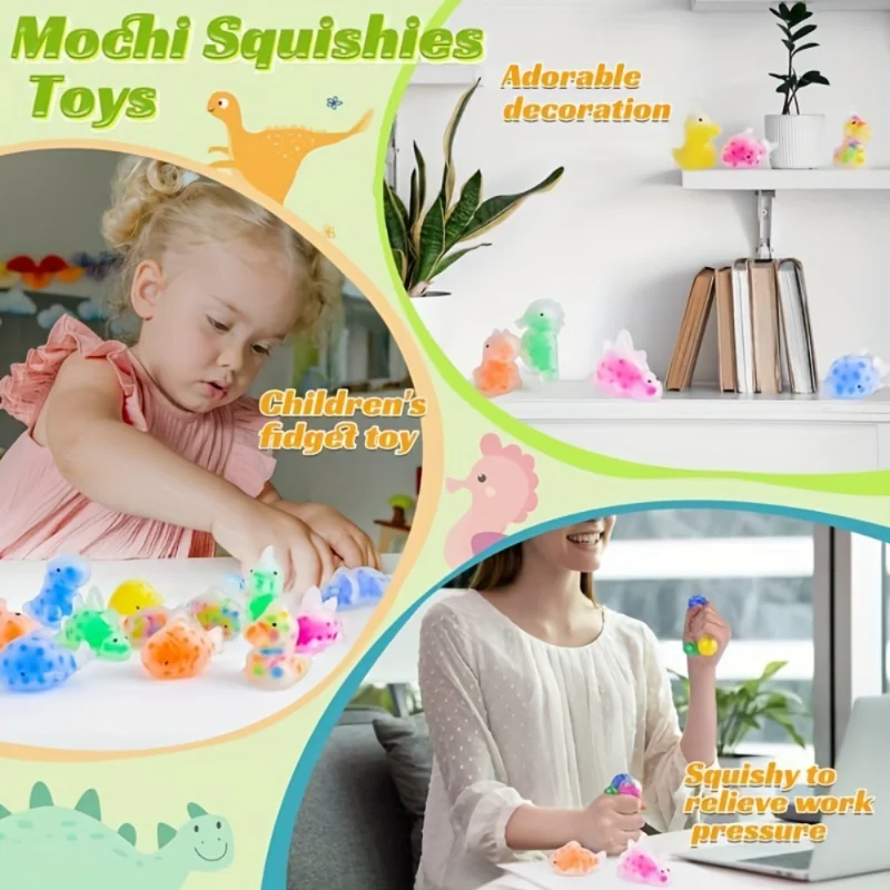1-24pcs Random Cute Squishies Squeeze Mochi Toys With Water Beads, Party Favors For Kids Stress Relief Baubles - Image 3