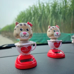 1 PC Car & Home Decoration Creative Mug Style Car Statue with Nodding Cat, Unique Gift for Her, Car Interior & Home Desk Decor
