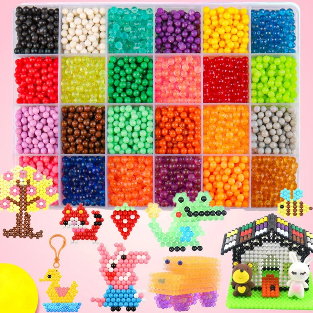 1000 Pcs/box DIY Water Spray Magic Beads Handmade Toy Set Children's Color Crystal Beads Puzzle Craft Kit Gift Variety Bean Toys - Image 6