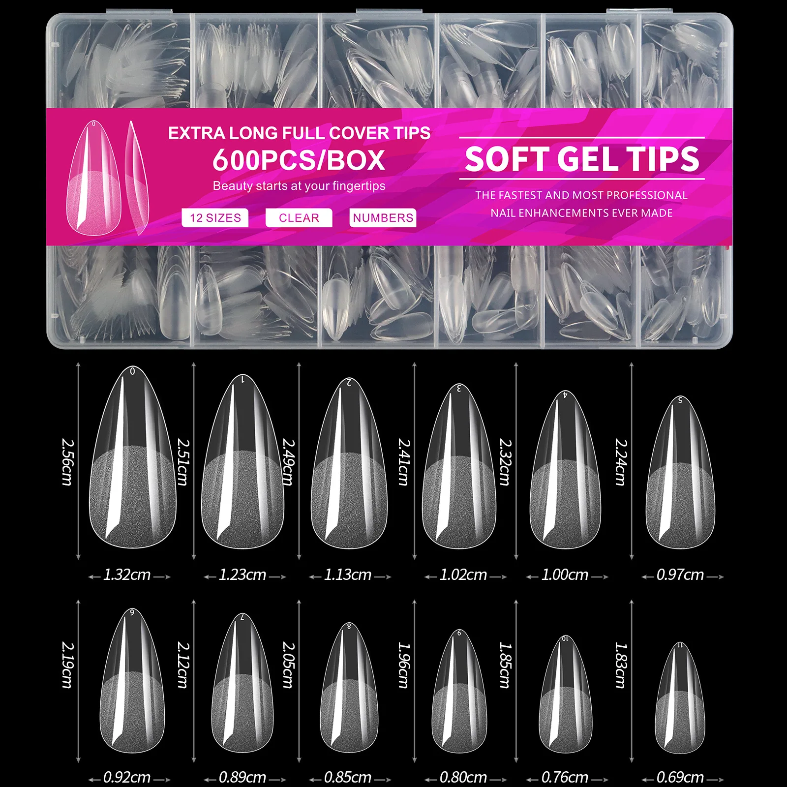 100/600Pcs Short Almond Nail Tips Soft Gel Nail Tips Full Cover False Nail Tips For Acrylic Nails Salon Home Press On Nails - Image 3