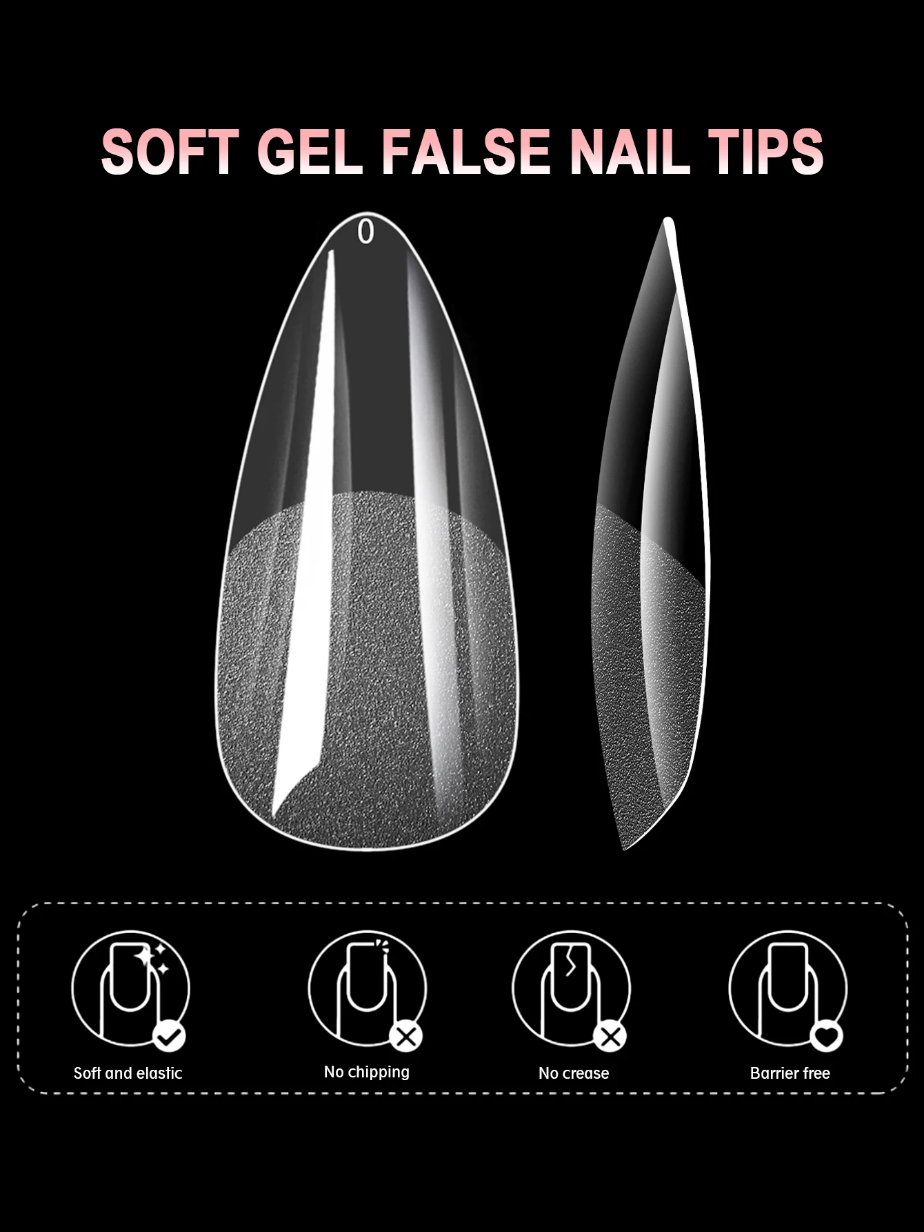 100/600Pcs Short Almond Nail Tips Soft Gel Nail Tips Full Cover False Nail Tips For Acrylic Nails Salon Home Press On Nails - Image 6