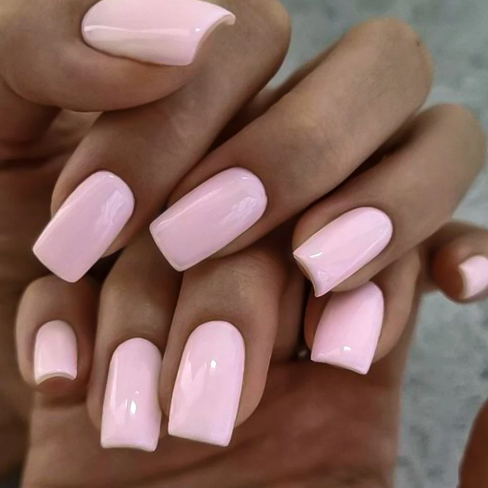 100Pcs Light Pink Press on Nails Short Medium Square Wearable Fake Nails Tips 10 sizes Full Cover False Nails Finger Decoration - Image 2