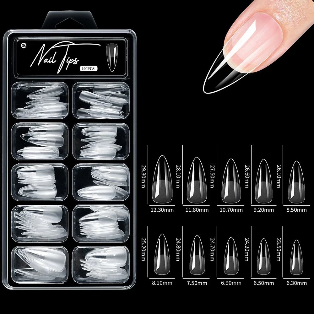 100pcs/box 10 types Fake Nail Tips Coffin Press on Nail Clear Full Cover Nail Artificial Press on Long Ballerina - Image 6
