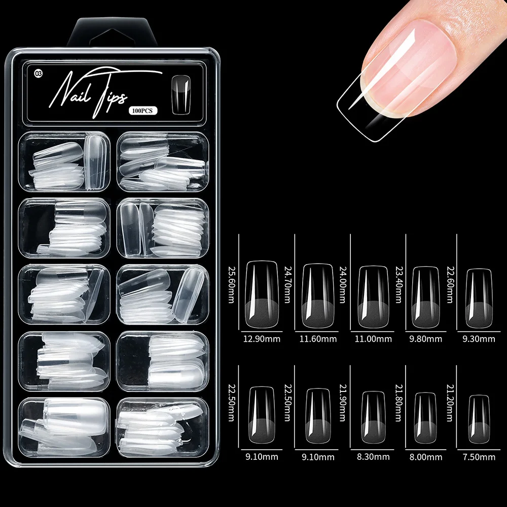 100pcs/box 10 types Fake Nail Tips Coffin Press on Nail Clear Full Cover Nail Artificial Press on Long Ballerina - Image 5
