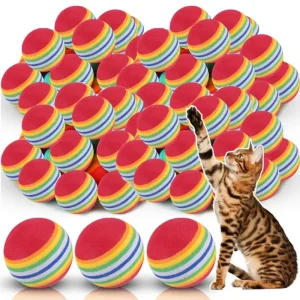 10/20/30Pcs Colorful Cat Toy Ball EVA Bite-Resistant Elastic Rainbow Ball Kitten Puppy Chewing Training Interactive Toy