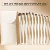 10Pcs Natural Eye Makeup Brushes Set With Storage Bag Detail Eyeshadow Brush Makeup Brush White Ultra Soft Makeup Tool