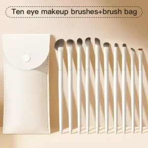 10Pcs Natural Eye Makeup Brushes Set With Storage Bag Detail Eyeshadow Brush Makeup Brush White Ultra Soft Makeup Tool