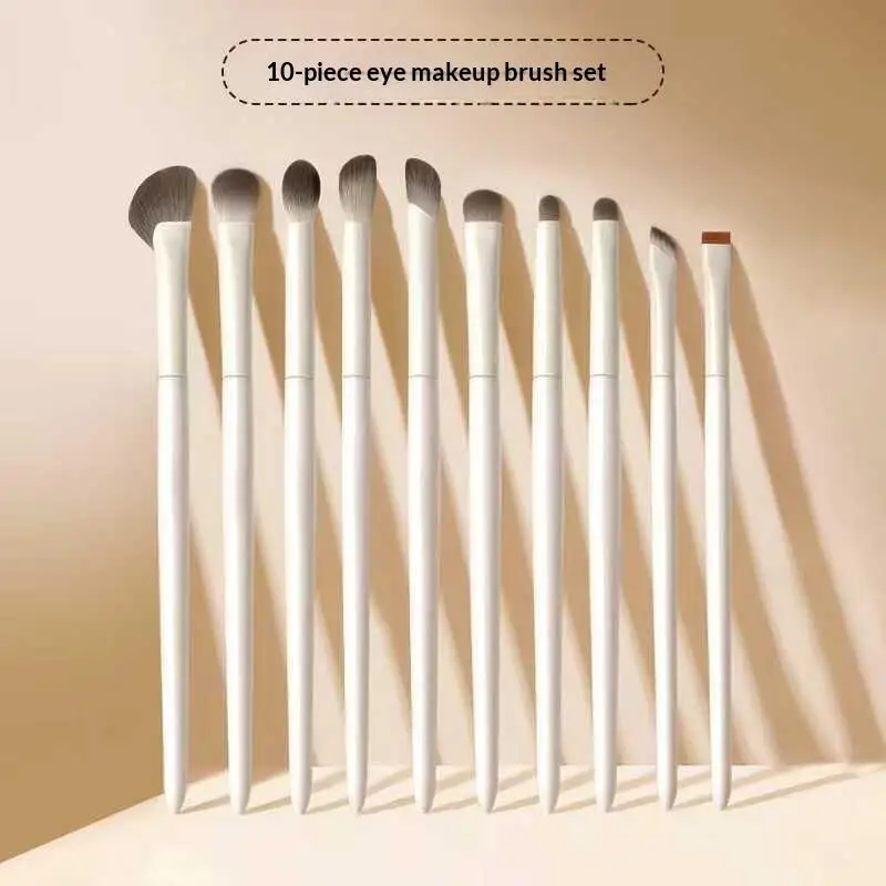 10Pcs Natural Eye Makeup Brushes Set With Storage Bag Detail Eyeshadow Brush Makeup Brush White Ultra Soft Makeup Tool - Image 6