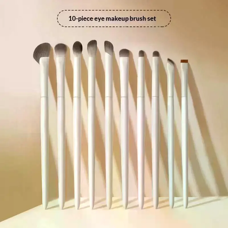 10Pcs Natural Eye Makeup Brushes Set With Storage Bag Detail Eyeshadow Brush Makeup Brush White Ultra Soft Makeup Tool - Image 5