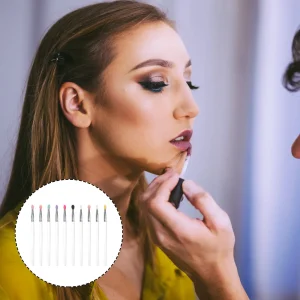 10Pcs Portable Eyeshadow Stick Brush Set Premium Applicator for Travel Friendly Makeup Tool Women