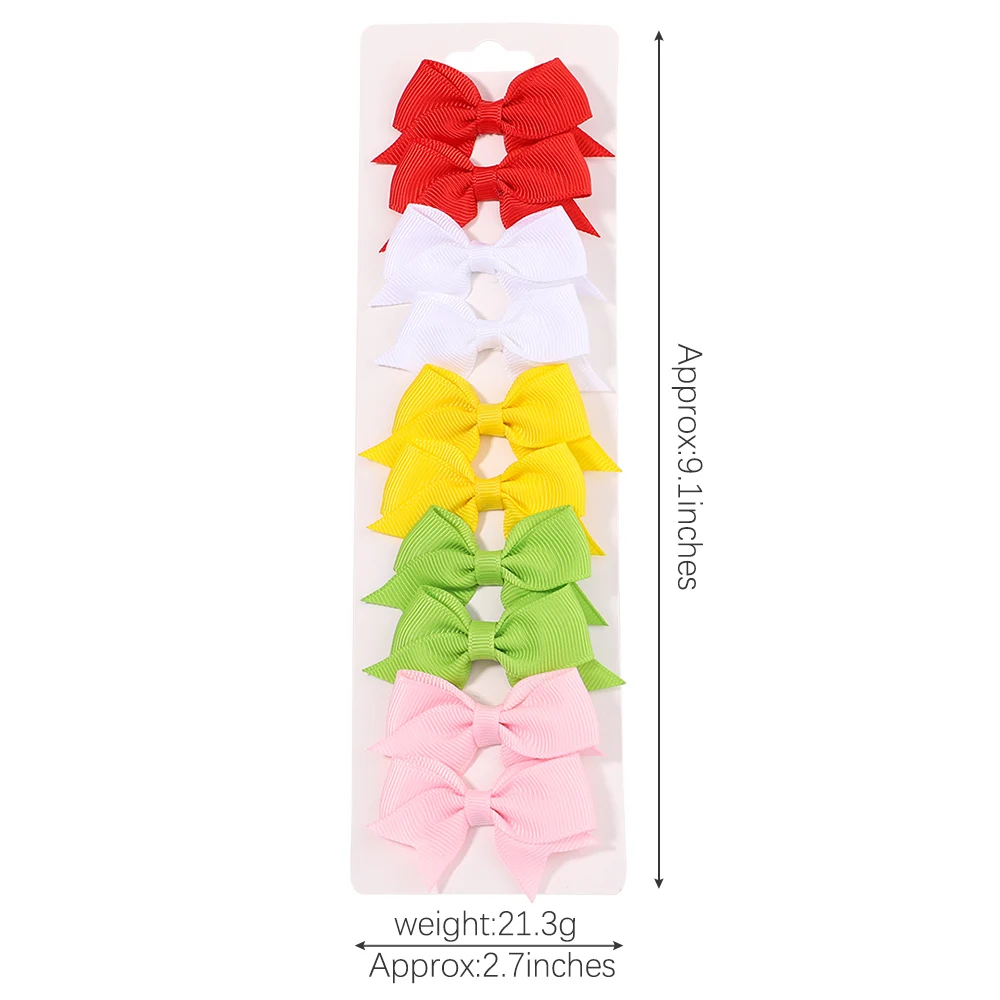 10Pcs/Set New Cute Solid Ribbon Bowknot Hair Clips for Baby Girls Handmade Bows Hairpin Barrettes Headwear Baby Hair Accessories - Image 6