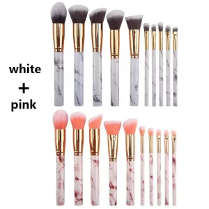 10pcs Marble Flame Marbling Brushes Set Soft Foundation Powder Eyeshadow Brush Kit Beauty Beauty Make Up Tools