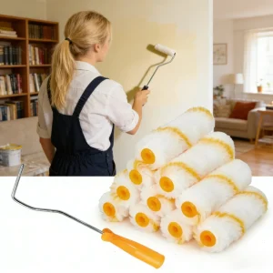 11pcs 4 Inch Paint Roller Set Portable Plastic Handle Household Wall Painting Tool Small Roller Bracket Professional Repair Tool