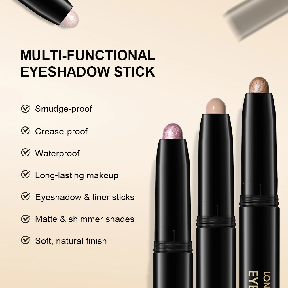 12 Colors Eyeshadow Pencil Stick Shimmer And Matte Waterproof Metallic Glitter Eye Shadow Highlighter Pencil Eyeshadow Cosmetics - Image 2
