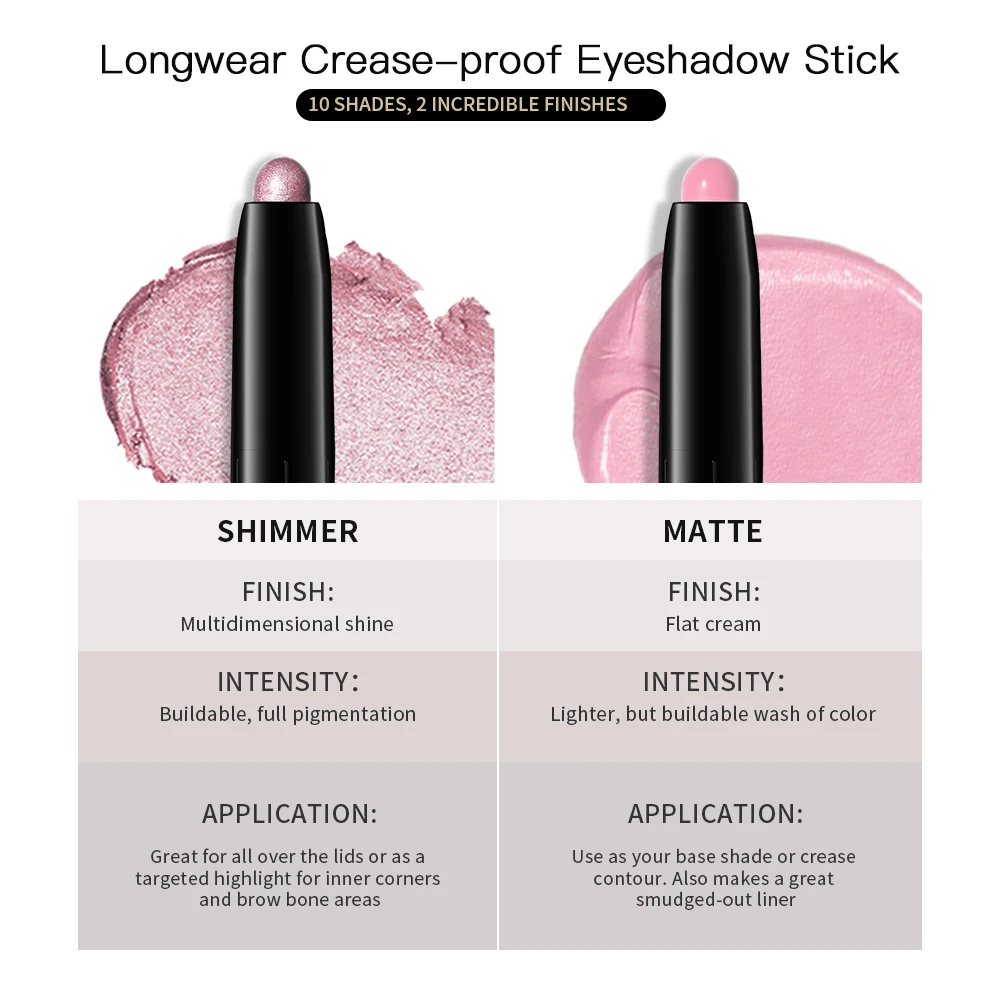 12 Colors Eyeshadow Pencil Stick Shimmer And Matte Waterproof Metallic Glitter Eye Shadow Highlighter Pencil Eyeshadow Cosmetics - Image 3