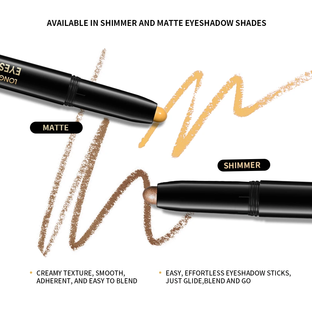 12 Colors Eyeshadow Pencil Stick Shimmer And Matte Waterproof Metallic Glitter Eye Shadow Highlighter Pencil Eyeshadow Cosmetics - Image 6
