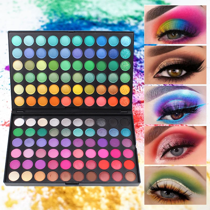 120 Colors Glitter Eyeshadow Palette Matte shimmer Waterproof Long Lasting Pressed Powder Cosmetics Kit Fashion Gift for Women