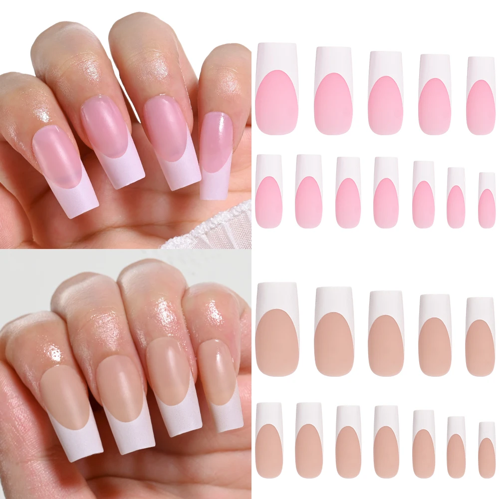 120Pcs Medium Long Square Acrylic French Fake Nails Full Cover Wearable French Press on Nails for Women Mixed Size False Nails - Image 6