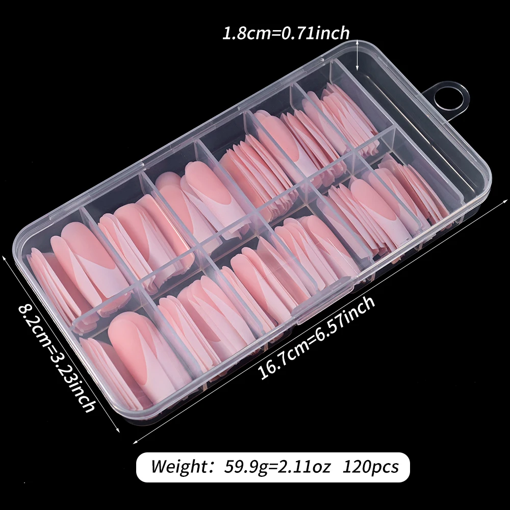 120Pcs/box Matte Pink French Press On Nails Acrylic Long Square Fake Nails Tips Full Cover Women Extension Wearable False Nails- - Image 5