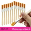 12/24/48PCS Nylon Brushes Short Wooden Handle Art Paint Brushes, Watercolor Brushes Wall Brushes Art Brushes, Cleaning Tools