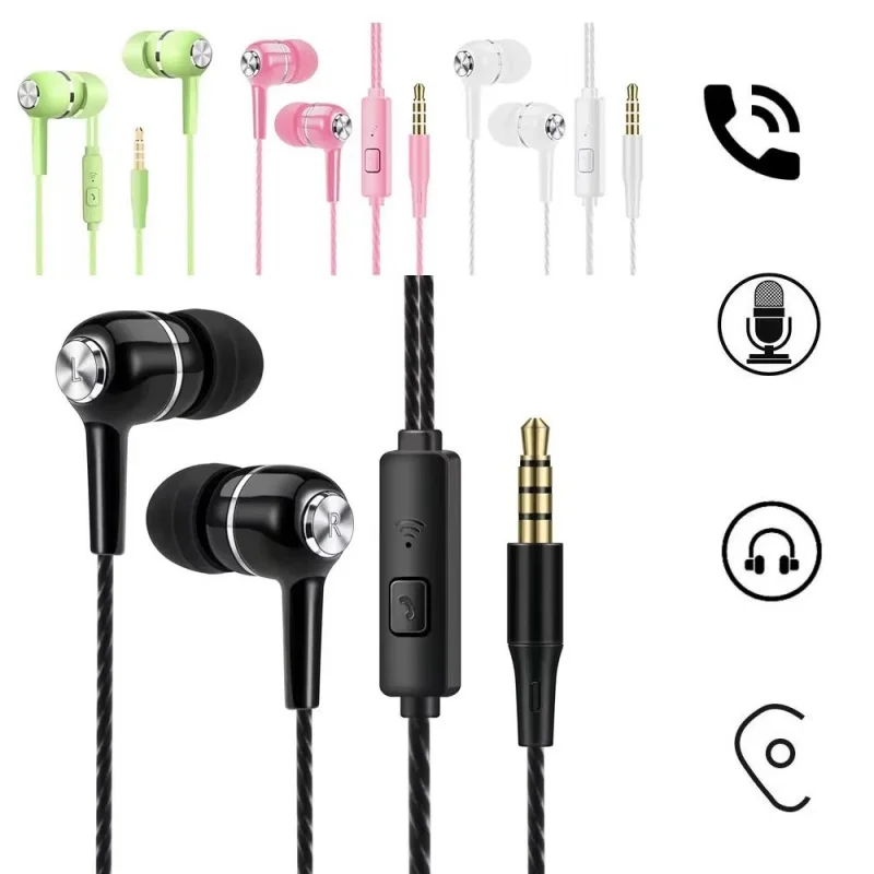 1/2/3/4pcs Universal 3.5mm Wired Headphones Sport Earbuds with Bass Phone Earphones Stereo Headset with Mic volume control
